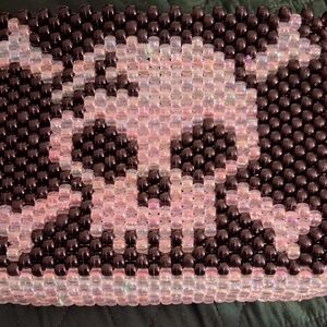 Clear and Black Beaded Skull Bag